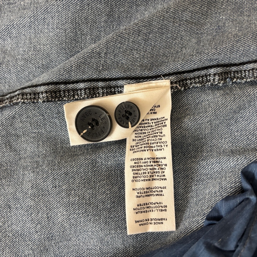 Avec Les Filles Long Denim Trench Coat - Blue - Picture 5 of 5
